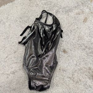 Shimmering Silver Kids Swim One Piece